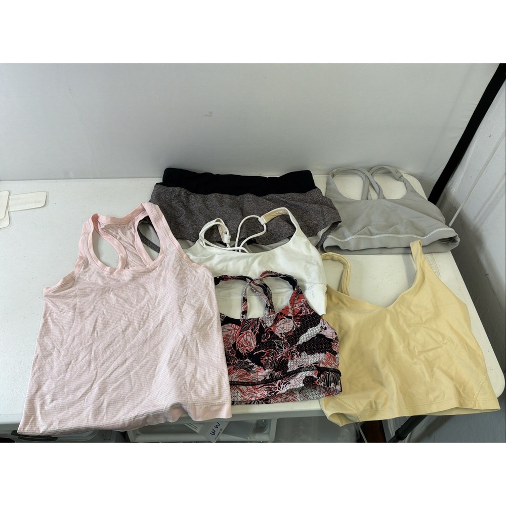 Lot of 6 Pieces Lululemon Shorts Shirt Sports Bras Sz 6 Gym Running Athletic